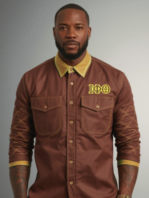Iota Phi Theta Two-Tone Crest Long-Sleeve Button-Up Shirt