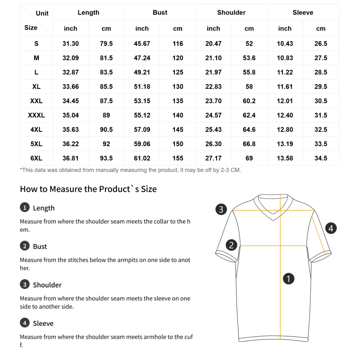 Alpha Phi Alpha All-Over Print Men's V-neck Short Sleeve T-shirt Size Chart