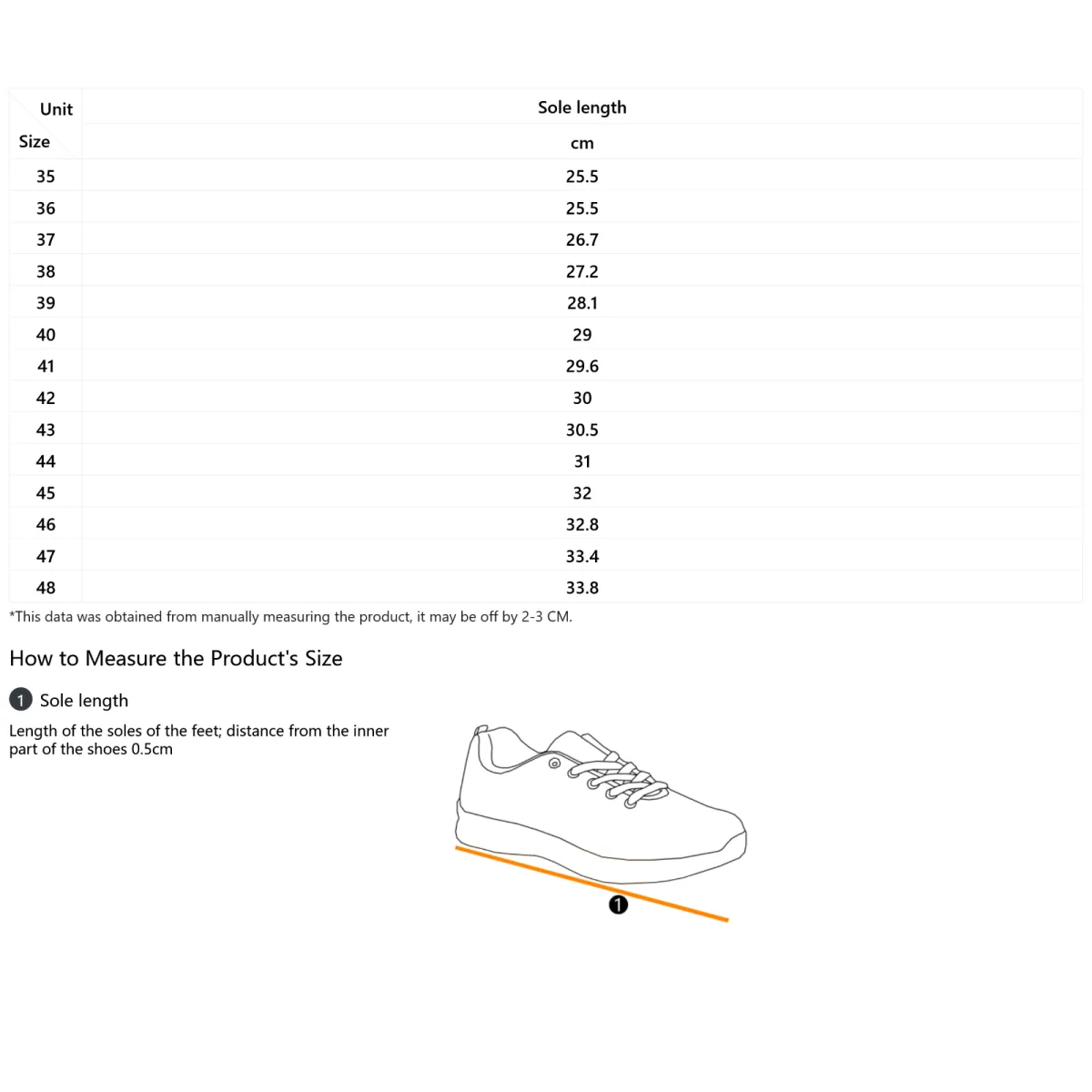 Delta Sigma Theta Runners Size Chart