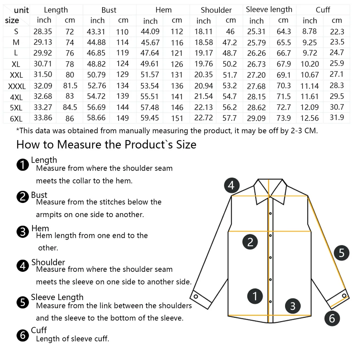 Phi Beta Sigma Gomab Elite Long-Sleeve Button-Up Shirt Size Chart