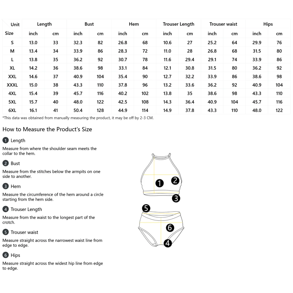 Sigma Gamma Rho Golden Horizon Two-Piece Swimsuit Size Chart