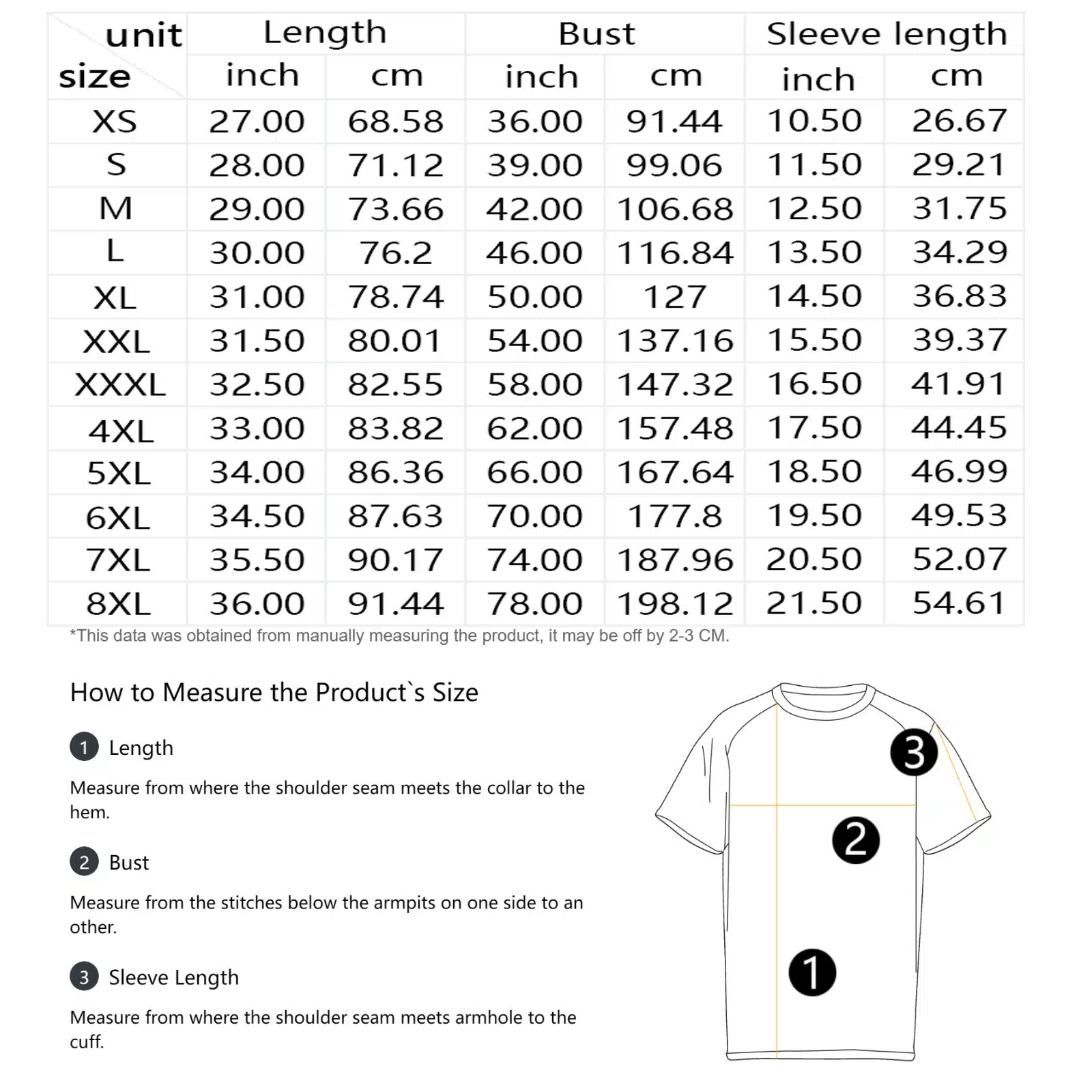 Omega Psi Phi Golden Hour Groove T-Shirt Size Chart