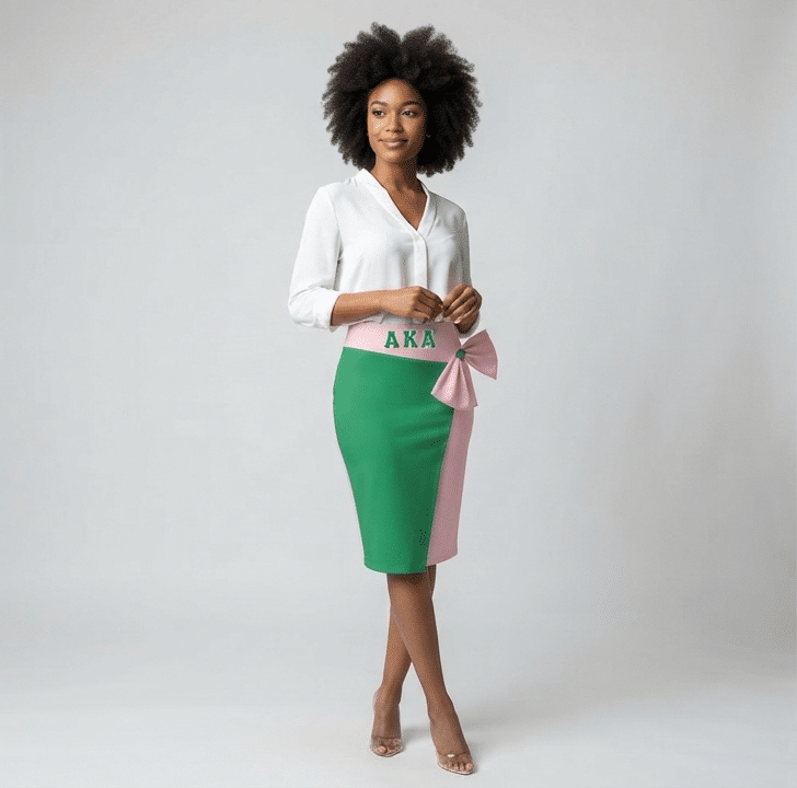 Alpha Kappa Alpha Slit Skirt with Side Bow - Image 2