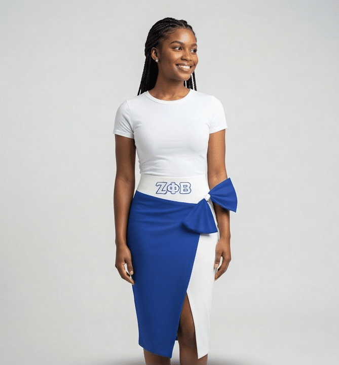 Zeta Phi Beta Slit Skirt with Side Bow - Image 2