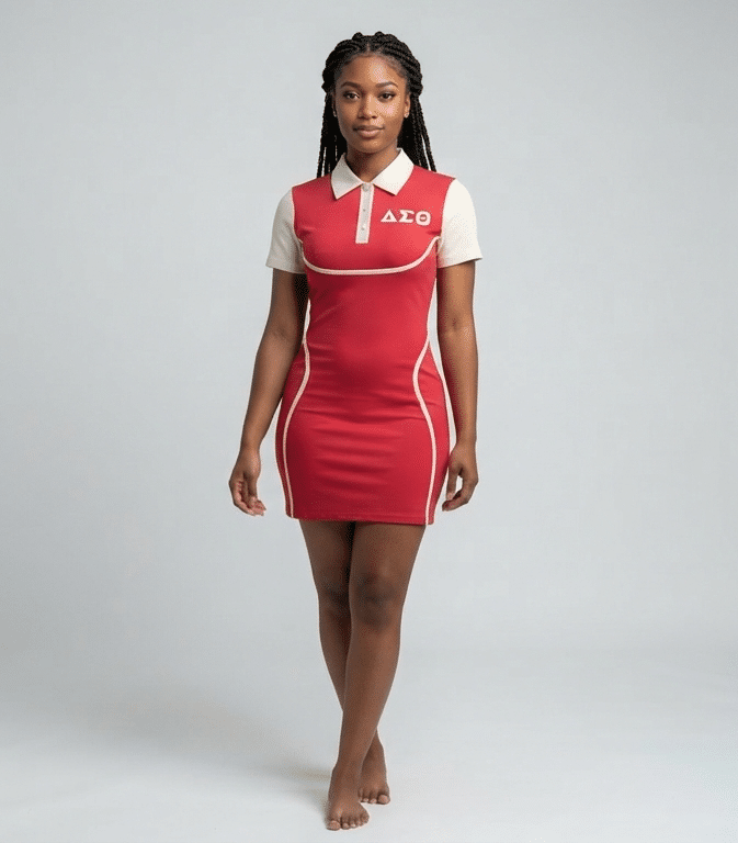 Delta Sigma Theta Polo Collar Sweatshirt Dress - Image 2