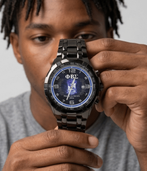 Phi Beta Sigma Modern Shield Gun Metal Watch