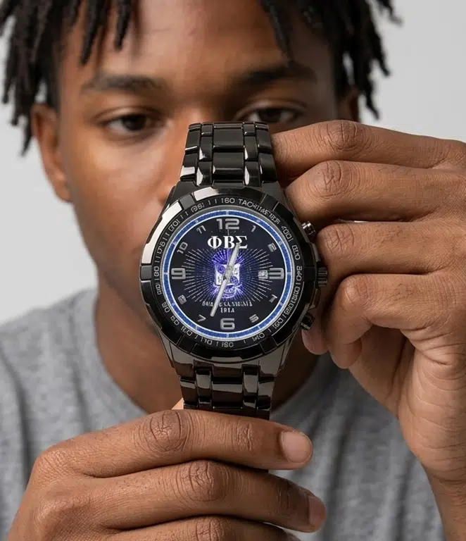 Phi Beta Sigma Modern Shield Gun Metal Watch