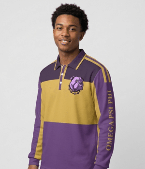 Omega Psi Phi Royal Dawgz Men's Long Sleeve Casual Fit Polo Shirt