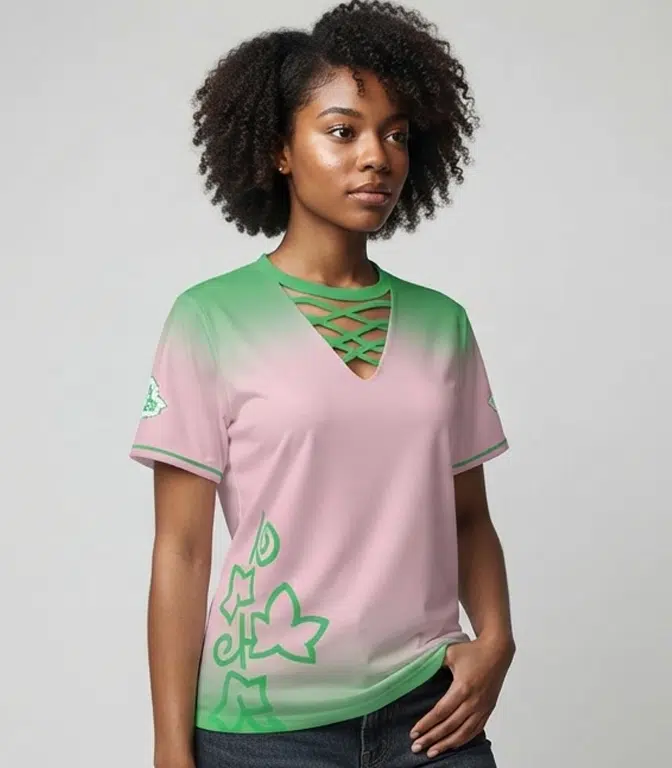 Alpha Kappa Alpha Cross-Front V Neck T-Shirt
