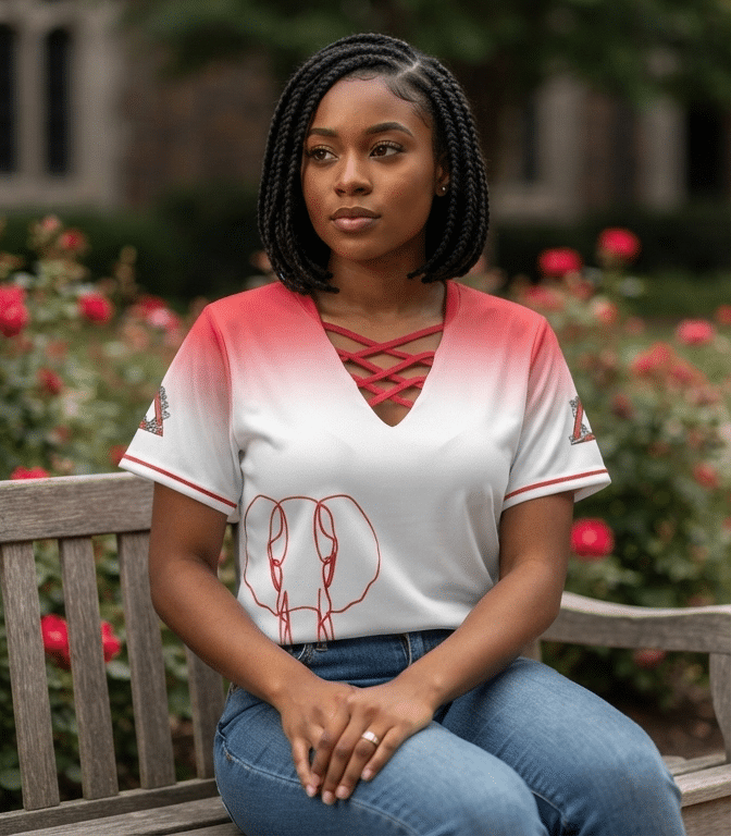 Delta Sigma Theta Cross-Front V Neck T-Shirt - Image 2