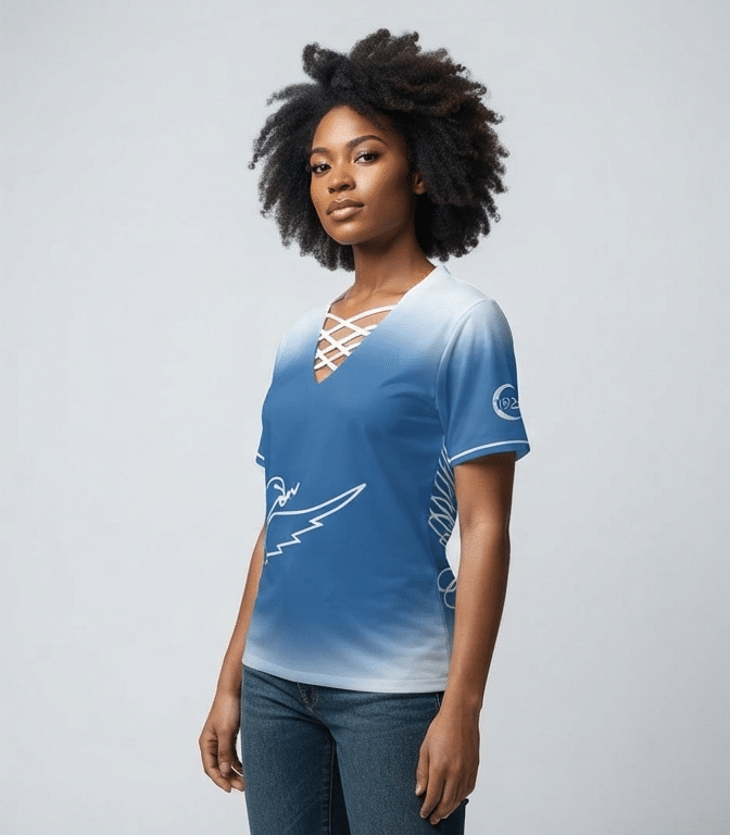 Zeta Phi Beta Cross-Front V Neck T-Shirt