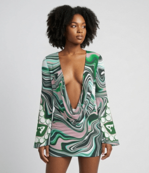 Alpha Kappa Alpha Pearls and Swirls V Neck Bodycon Dress