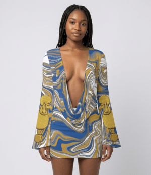 Sigma Gamma Rho Poddles and Swirls V Neck Bodycon Dress
