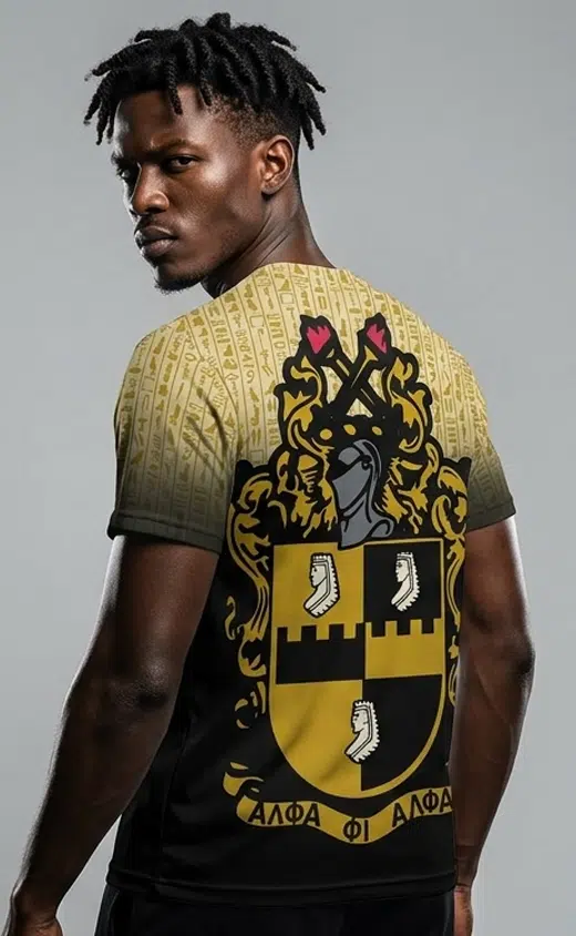 Alpha Phi Alpha Cold Heiroglyphs Curved Hem Crewneck T-Shirt - Image 2