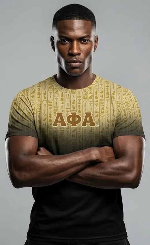 Alpha Phi Alpha Cold Heiroglyphs Curved Hem Crewneck T-Shirt