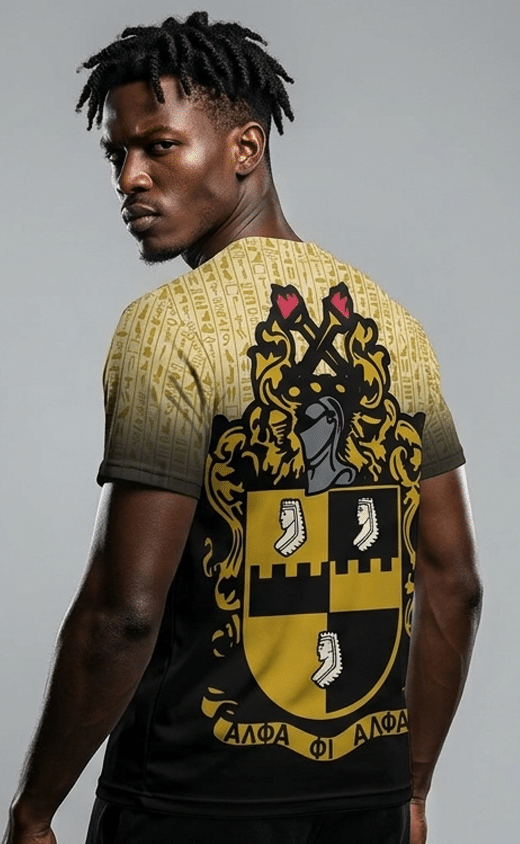 Alpha Phi Alpha Cold Heiroglyphs Curved Hem Crewneck T-Shirt - Image 2