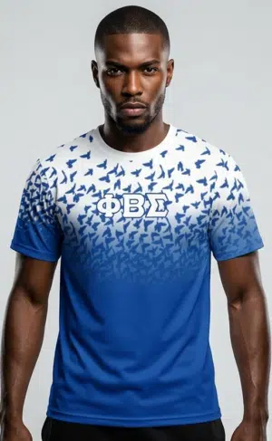 Phi Beta Sigma Blue Phi Curved Hem Crewneck T-Shirt