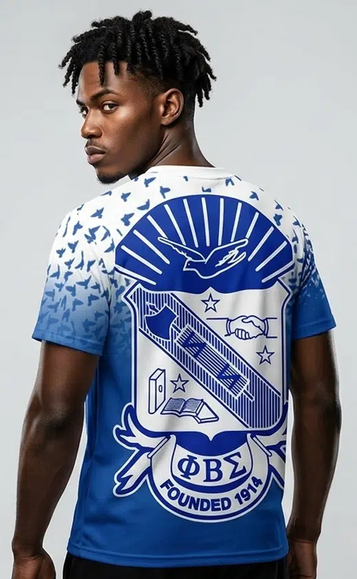 Phi Beta Sigma Blue Phi Short Sleeve T-Shirt-Imitation Cotton - Image 2